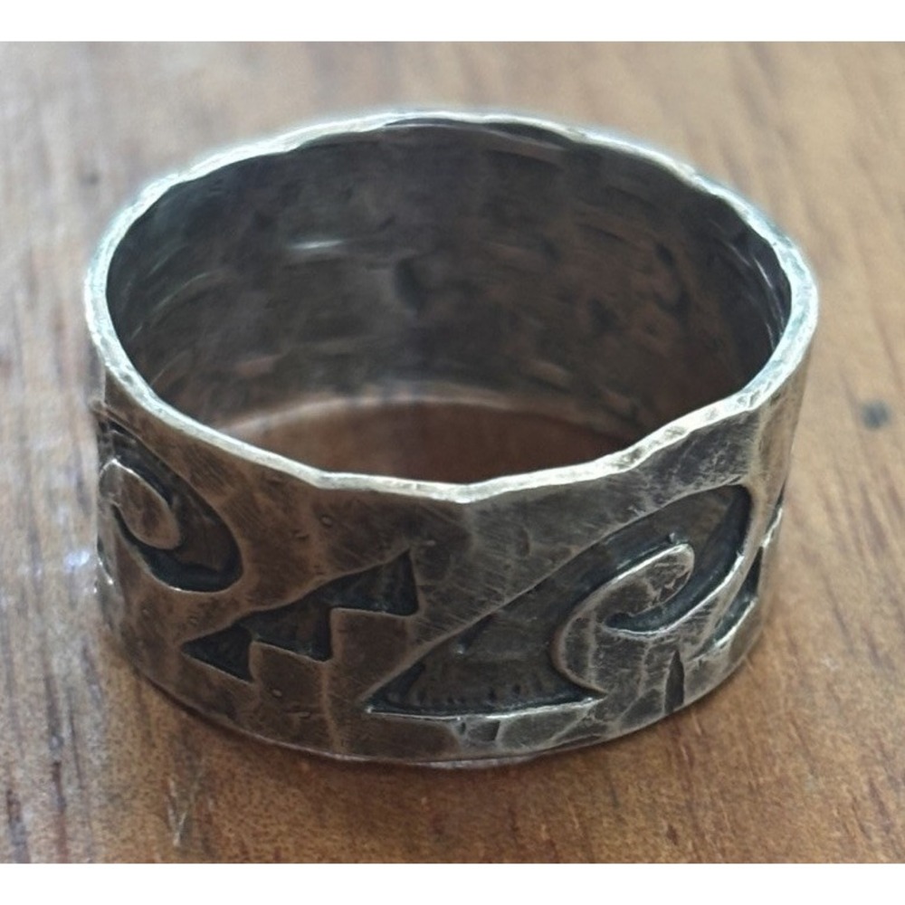 Sterling Silver Wide Wave Band Ring Size 8.75
